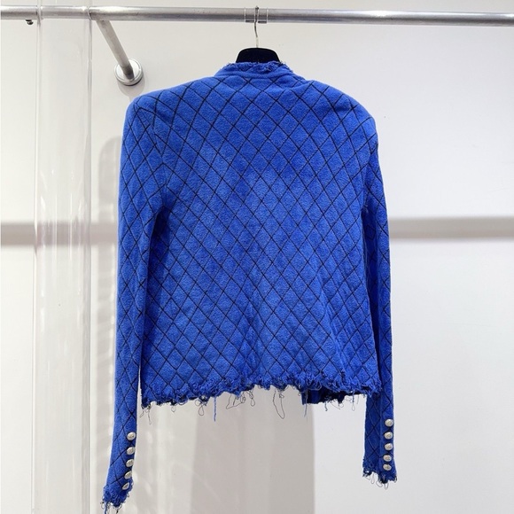 Authentic Balmain Blue Quilted Jacket - Picture 2 of 7